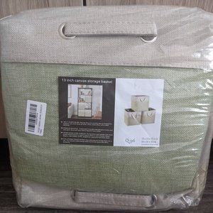 Temary Green Storage Baskets Fabric Cubes 13 Inch Storage Collapsible 2 Pack